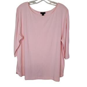 J. Jill Wearever Collection Round Neck Blouse Top 3/4 Sleeve Peach Size Large